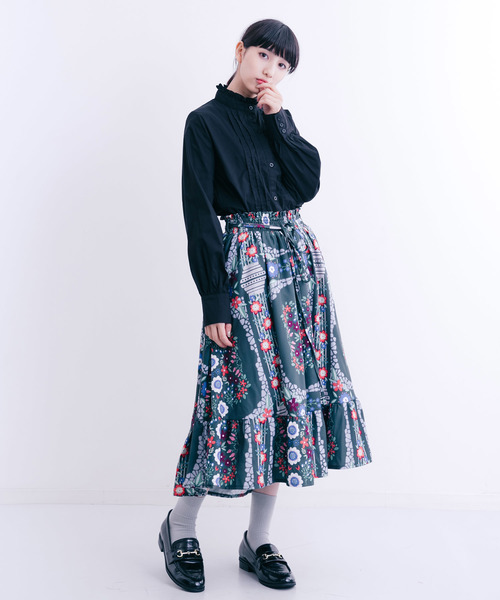 MERLOT（メルロー）の「フリルスタンドネックブラウス1342（シャツ/ブラウス・レディース・ブラック/レッド/オフホワイト/ブルーグリーン・FREE）」の10枚目の写真