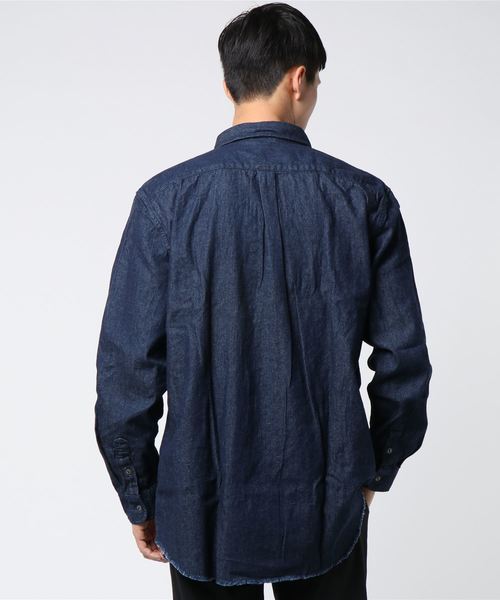 VENCEEXCHANGE（ヴァンスエクスチェンジ）の「デニムダメージビッグシャツ          （シャツ/ブラウス・メンズ・ネイビー/スカイブルー・LARGE/MEDIUM）」の4枚目の写真