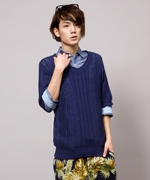WEGO | WEGO/透かし編みVネック5Sニット(ニット/セーター)