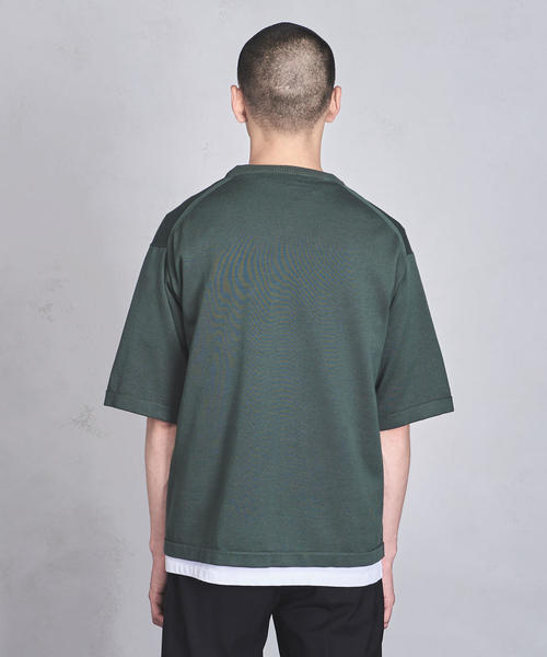 UNITED ARROWS 半袖なニット黒 ショートスリーブ モックネックニット UA COZY ーウォッシャブル