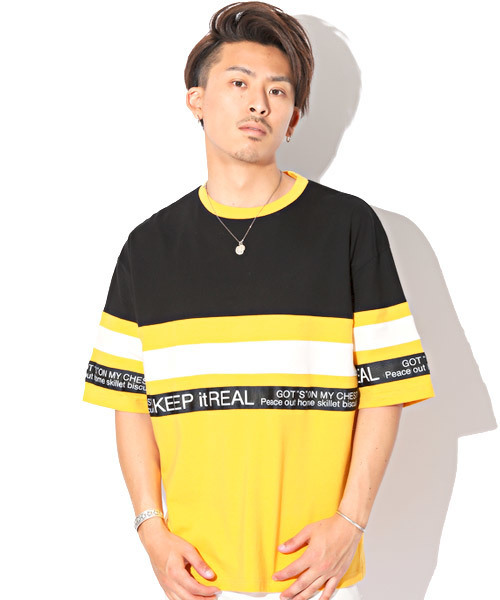 Luxstyle ラグスタイル の 配色切り替え英字ロゴプリントビッグt