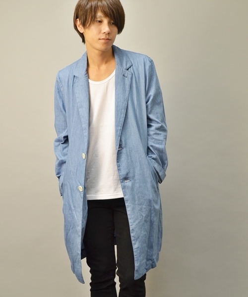 SHIPS JET BLUE（シップスジェットブルー）の「JB: デニム/チェスターコート（その他アウター・メンズ・ライトブルー/ネイビー・SMALL/MEDIUM）」の2枚目の写真