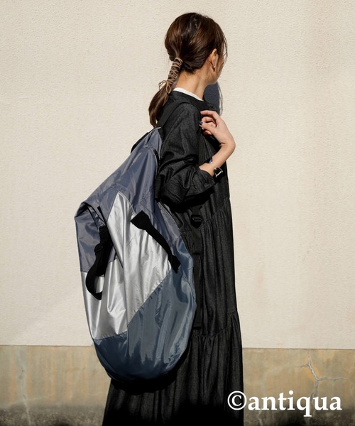 antiqua(アンティカ)の「収納式エコバッグ(バックパック/リュック・メンズ・ブラック/ネイビー/ブラック系その他/カーキ/グレー・FREE)」の21枚目の写真