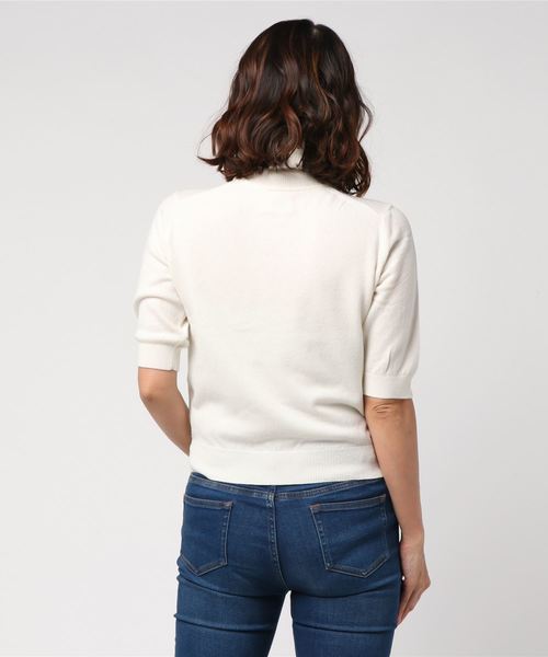 TODAYFUL(トゥデイフル)の「カシミヤハーフスリーブニット(ニット/セーター・レディース・ホワイト/モカ・FREE)」の4枚目の写真