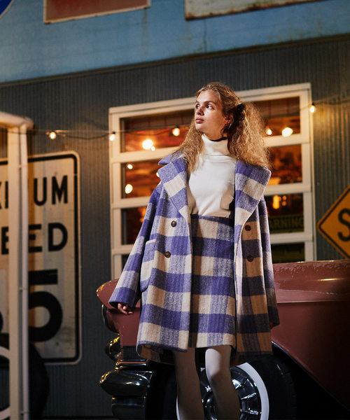 w closet（ダブルクローゼット）の「シャギーチェックジャケットコート