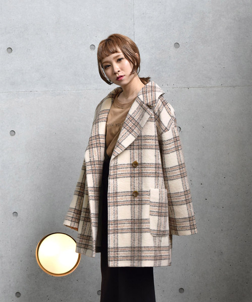 w closet（ダブルクローゼット）の「シャギーチェックジャケットコート