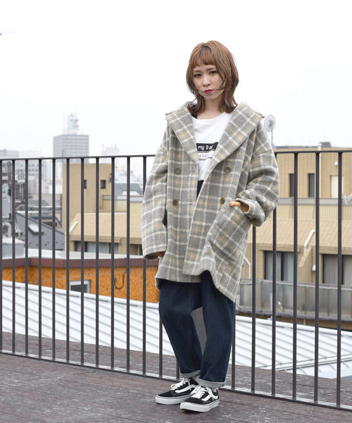 シャギーチェックジャケット アイボリー52 シャギーチェックジャケット アイボリー52