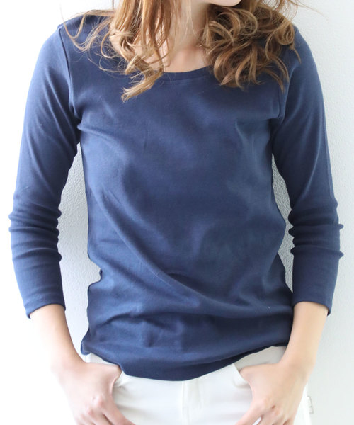 Classicalelf クラシカルエルフ の Uネック8分丈コットンフライスtシャツ Tシャツ カットソー Wear