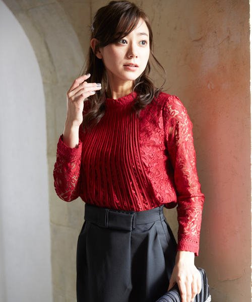 SMILE ORCHID（スマイルオーキッド）の「レーストップス ブラウス（シャツ/ブラウス・レディース・ホワイト/ブラック/ワインレッド・S/M/L/XL）」の17枚目の写真