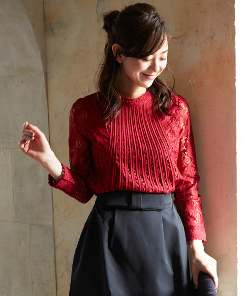 SMILE ORCHID（スマイルオーキッド）の「レーストップス ブラウス（シャツ/ブラウス・レディース・ホワイト/ブラック/ワインレッド・S/M/L/XL）」の16枚目の写真