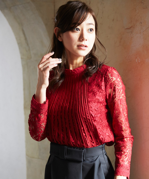 SMILE ORCHID（スマイルオーキッド）の「レーストップス ブラウス（シャツ/ブラウス・レディース・ホワイト/ブラック/ワインレッド・S/M/L/XL）」の13枚目の写真