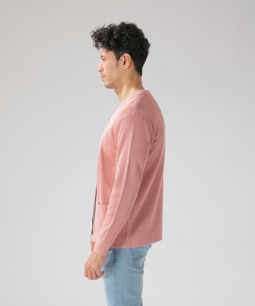 BAYFLOW（ベイフロー）の「コットンリネンワッフルコンチョカーディガン（カーディガン/ボレロ・メンズ・ベージュ/ライトブルー/ピンク・MEDIUM/LARGE）」の14枚目の写真