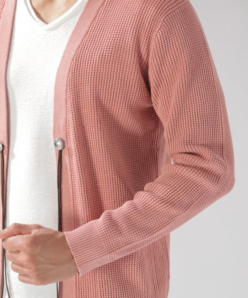 BAYFLOW（ベイフロー）の「コットンリネンワッフルコンチョカーディガン（カーディガン/ボレロ・メンズ・ベージュ/ライトブルー/ピンク・MEDIUM/LARGE）」の18枚目の写真