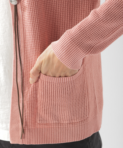 BAYFLOW（ベイフロー）の「コットンリネンワッフルコンチョカーディガン（カーディガン/ボレロ・メンズ・ベージュ/ライトブルー/ピンク・MEDIUM/LARGE）」の21枚目の写真