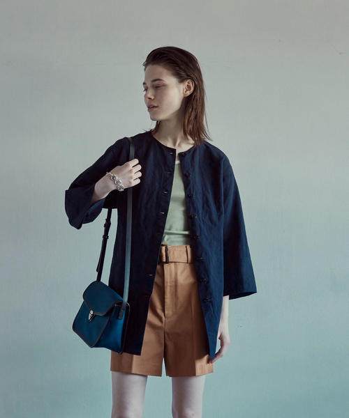 Steven Alan(スティーブンアラン)の「<Steven Alan>COTTON CREW NECK SHIRT/シャツ(シャツ/ブラウス・レディース・ベージュ/ネイビー・SMALL/MEDIUM)」の1枚目の写真