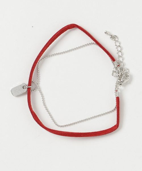 TopIsm（トップイズム）の「スウェード&チェーンプレートアンクレット（アンクレット・メンズ・ブラック/ネイビー/レッド/グリーン・F）」の4枚目の写真