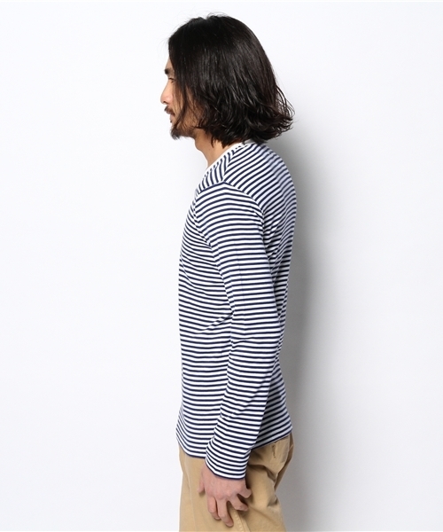 BEAUTY&YOUTH UNITED ARROWS(ビューティーアンドユースユナイテッドアローズ)の「BY フライス ボーダー Vネック ロングスリーブ カットソー◆(Tシャツ/カットソー・メンズ・ブラック/ロイヤルブルー/グレー・LARGE/SMALL/MEDIUM/X-LARGE)」の5枚目の写真