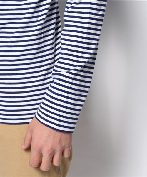 BEAUTY&YOUTH UNITED ARROWS(ビューティーアンドユースユナイテッドアローズ)の「BY フライス ボーダー Vネック ロングスリーブ カットソー◆(Tシャツ/カットソー・メンズ・ブラック/ロイヤルブルー/グレー・LARGE/SMALL/MEDIUM/X-LARGE)」の8枚目の写真