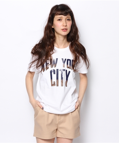 Another Edition（アナザーエディション）の「NuGgETS NYC T（Tシャツ/カットソー・レディース・ホワイト/ネイビー・フリー）」の2枚目の写真