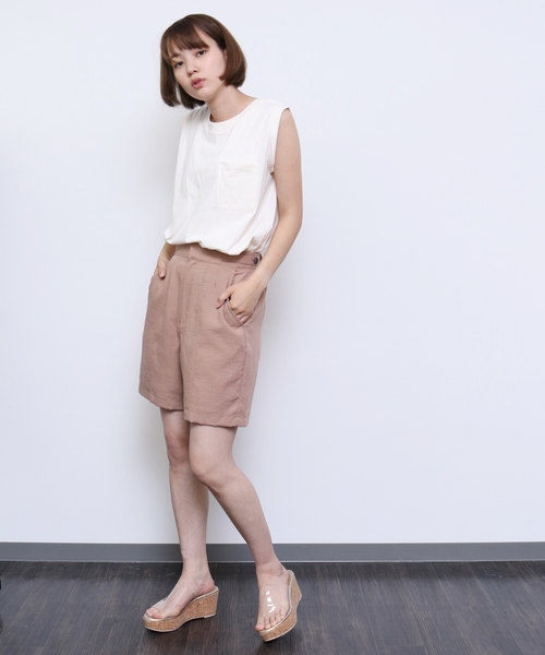 cepo（セポ）の「リネンライクキュロット（その他パンツ・レディース・ブラック/ピンク・M）」の2枚目の写真