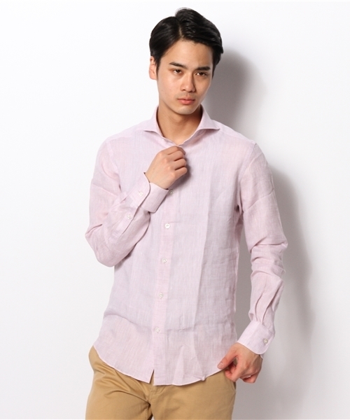 NANO universe（ナノユニバース）の「CANCLINIカッタウェイシャツ（シャツ/ブラウス・メンズ・グリーン/イエロー/オレンジ/ピンク・44/46/48）」の3枚目の写真