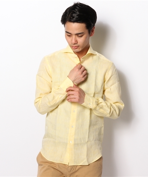 NANO universe（ナノユニバース）の「CANCLINIカッタウェイシャツ（シャツ/ブラウス・メンズ・グリーン/イエロー/オレンジ/ピンク・44/46/48）」の2枚目の写真