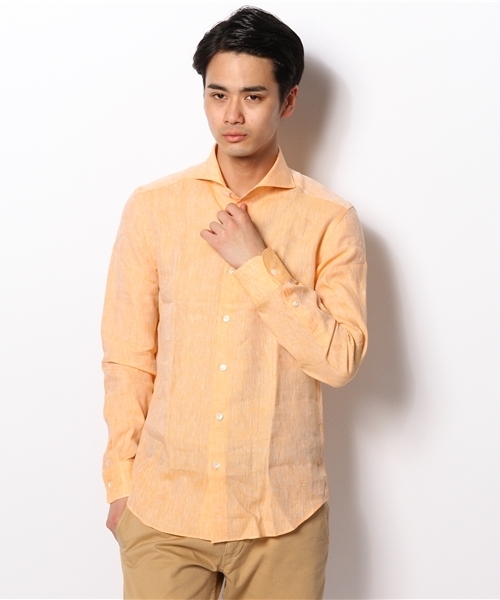 NANO universe（ナノユニバース）の「CANCLINIカッタウェイシャツ（シャツ/ブラウス・メンズ・グリーン/イエロー/オレンジ/ピンク・44/46/48）」の4枚目の写真