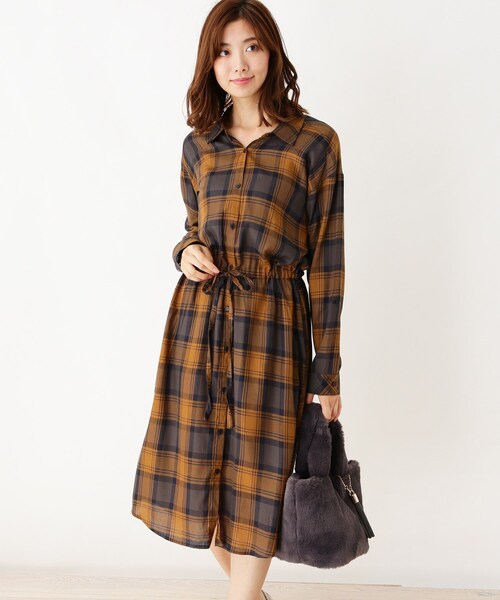 セール ワンピース ブラウジングシャツワンピース ワンピース Shoo La Rue シューラルー のファッション M 3l 手洗い可