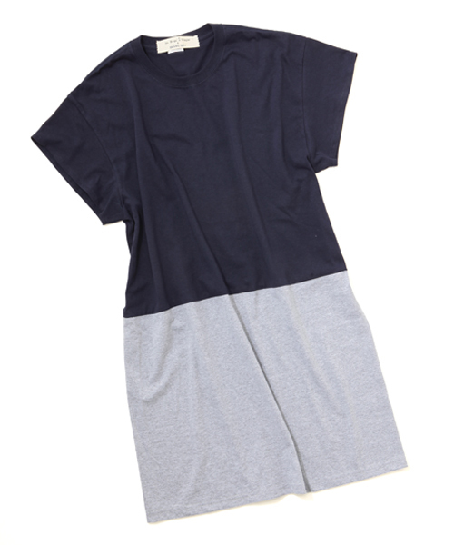 BEAMS BOY（ビームスボーイ）の「les Briqu’a braque / バイカラー ビッグドレス（ワンピース・レディース・グレー/ネイビー・ONE SIZE）」の2枚目の写真