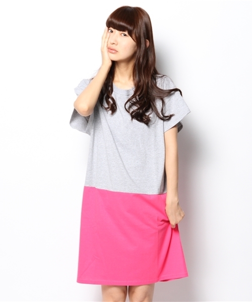 BEAMS BOY（ビームスボーイ）の「les Briqu’a braque / バイカラー ビッグドレス（ワンピース・レディース・グレー/ネイビー・ONE SIZE）」の8枚目の写真