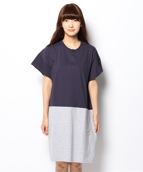 BEAMS BOY（ビームスボーイ）の「les Briqu’a braque / バイカラー ビッグドレス（ワンピース・レディース・グレー/ネイビー・ONE SIZE）」の9枚目の写真