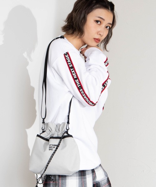 WEGO（ウィゴー）の「WEGO/ロゴ刺繍2WAY巾着バッグ（ショルダーバッグ・メンズ・オレンジ/パープル/グレー/ブラック・FREE）」の8枚目の写真