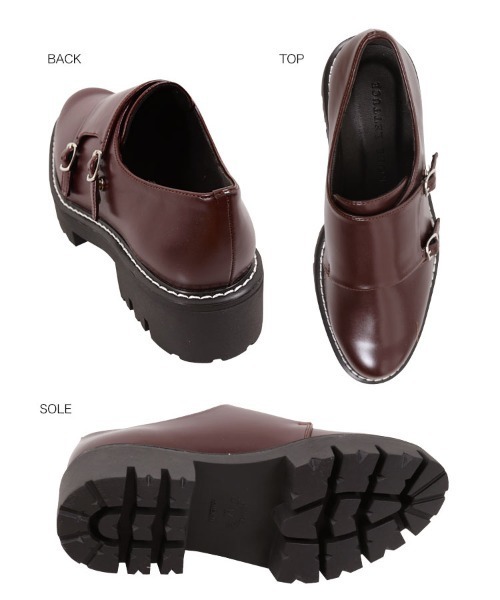 KOBE LETTUCE(コウベレタス)の「ダブルモンクストラップ厚底ローファーシューズ(ローファー・レディース・シルバー系その他/ブラウン/ブラック・S/LL/M/L)」の11枚目の写真