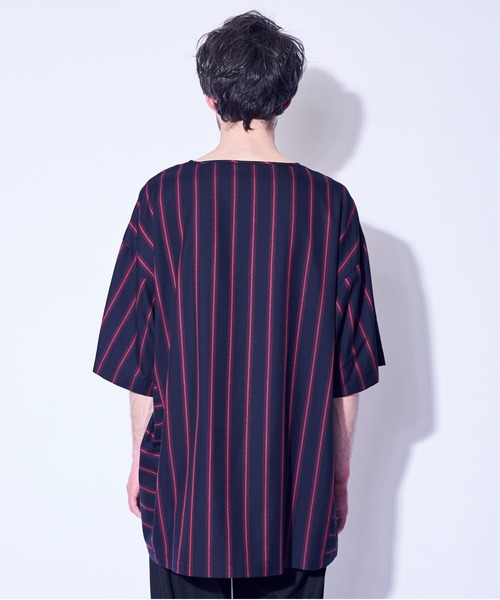 CASPER JOHN（キャスパージョン）の「Big Silhouette Stripe T-shirts/ビッグシルエットストライプＴシャツ（Tシャツ/カットソー・メンズ・ブラック/ネイビー・マルチサイズ）」の19枚目の写真