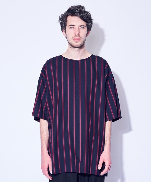 CASPER JOHN（キャスパージョン）の「Big Silhouette Stripe T-shirts/ビッグシルエットストライプＴシャツ（Tシャツ/カットソー・メンズ・ブラック/ネイビー・マルチサイズ）」の17枚目の写真