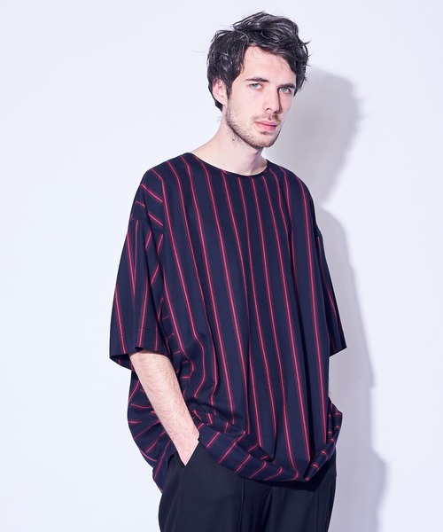 CASPER JOHN（キャスパージョン）の「Big Silhouette Stripe T-shirts/ビッグシルエットストライプＴシャツ（Tシャツ/カットソー・メンズ・ブラック/ネイビー・マルチサイズ）」の18枚目の写真