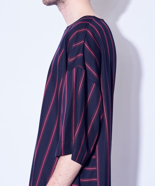 CASPER JOHN（キャスパージョン）の「Big Silhouette Stripe T-shirts/ビッグシルエットストライプＴシャツ（Tシャツ/カットソー・メンズ・ブラック/ネイビー・マルチサイズ）」の21枚目の写真