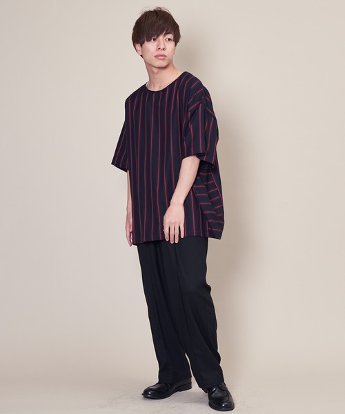CASPER JOHN（キャスパージョン）の「Big Silhouette Stripe T-shirts/ビッグシルエットストライプＴシャツ（Tシャツ/カットソー・メンズ・ブラック/ネイビー・マルチサイズ）」の13枚目の写真