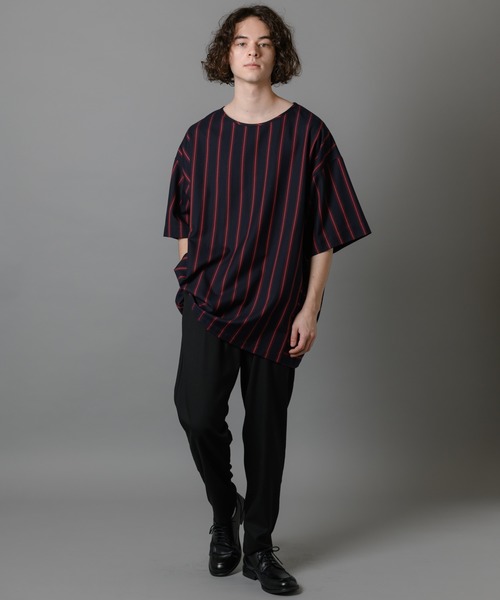 CASPER JOHN（キャスパージョン）の「Big Silhouette Stripe T-shirts/ビッグシルエットストライプＴシャツ（Tシャツ/カットソー・メンズ・ブラック/ネイビー・マルチサイズ）」の3枚目の写真