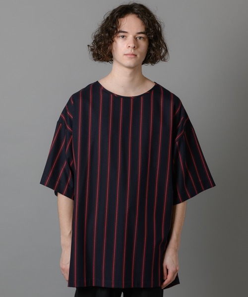 CASPER JOHN（キャスパージョン）の「Big Silhouette Stripe T-shirts/ビッグシルエットストライプＴシャツ（Tシャツ/カットソー・メンズ・ブラック/ネイビー・マルチサイズ）」の4枚目の写真
