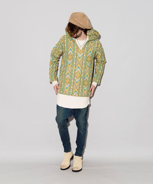 NO ID.(ノーアイディ)の「【NO ID.】Native JQ Pullover Parka / ネイティブ JQ プルオーバー パーカー(パーカー・メンズ・ブラック/レッド/イエロー/ブルー・1/2)」の3枚目の写真