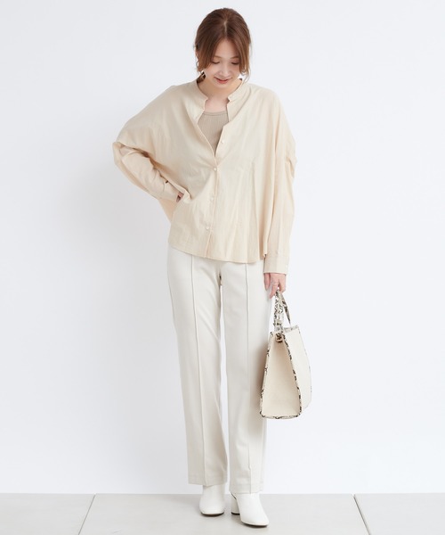 DouDou（ドゥドゥ）の「ポンチピンタックパンツ（その他パンツ・レディース・ブラック/アイボリー/グレイッシュベージュ・38/36）」の6枚目の写真