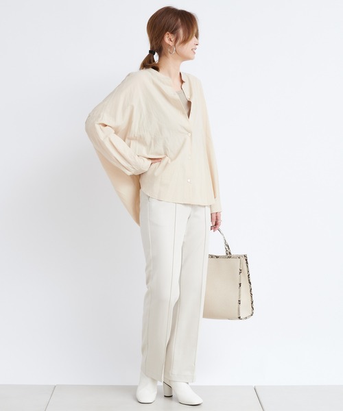 DouDou（ドゥドゥ）の「ポンチピンタックパンツ（その他パンツ・レディース・ブラック/アイボリー/グレイッシュベージュ・38/36）」の7枚目の写真