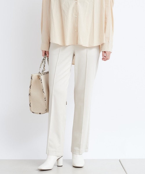 DouDou（ドゥドゥ）の「ポンチピンタックパンツ（その他パンツ・レディース・ブラック/アイボリー/グレイッシュベージュ・38/36）」の10枚目の写真