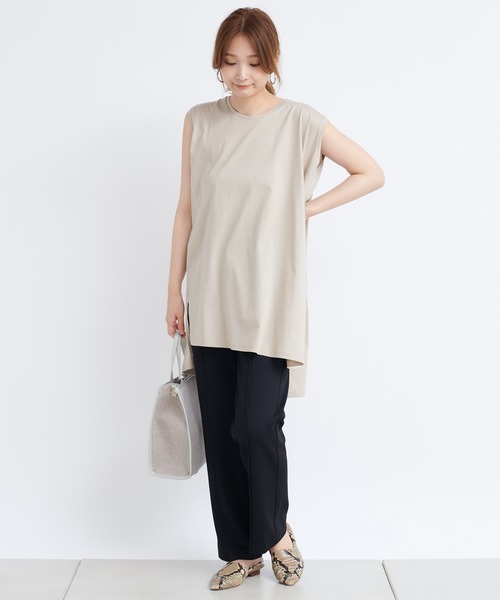 DouDou（ドゥドゥ）の「ポンチピンタックパンツ（その他パンツ・レディース・ブラック/アイボリー/グレイッシュベージュ・38/36）」の17枚目の写真