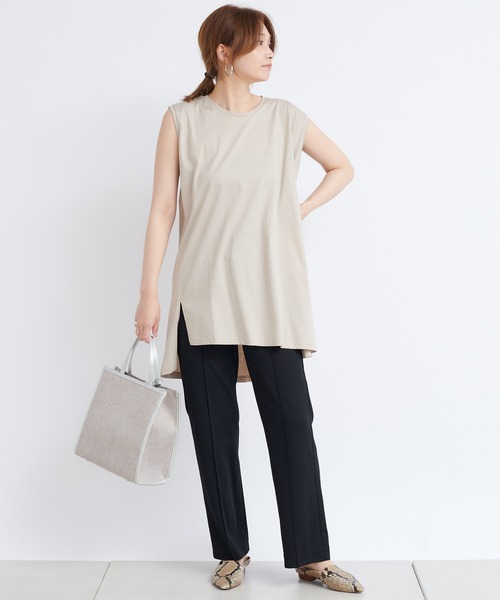 DouDou（ドゥドゥ）の「ポンチピンタックパンツ（その他パンツ・レディース・ブラック/アイボリー/グレイッシュベージュ・38/36）」の19枚目の写真