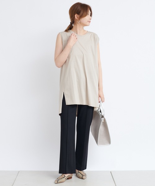 DouDou（ドゥドゥ）の「ポンチピンタックパンツ（その他パンツ・レディース・ブラック/アイボリー/グレイッシュベージュ・38/36）」の20枚目の写真