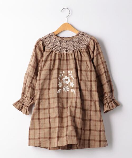 商品詳細 キッズ Glr 刺しゅうチェックワンピース Green Label Relaxing グリーンレーベル リラクシング 公式通販