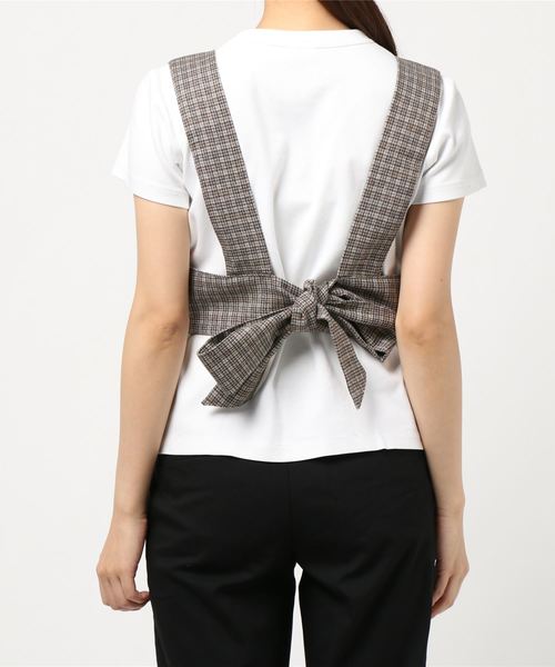flower(フラワー)の「チェックリボンビスチェ(シャツ/ブラウス・レディース・ブラウン/ベージュ・FREE)」の4枚目の写真
