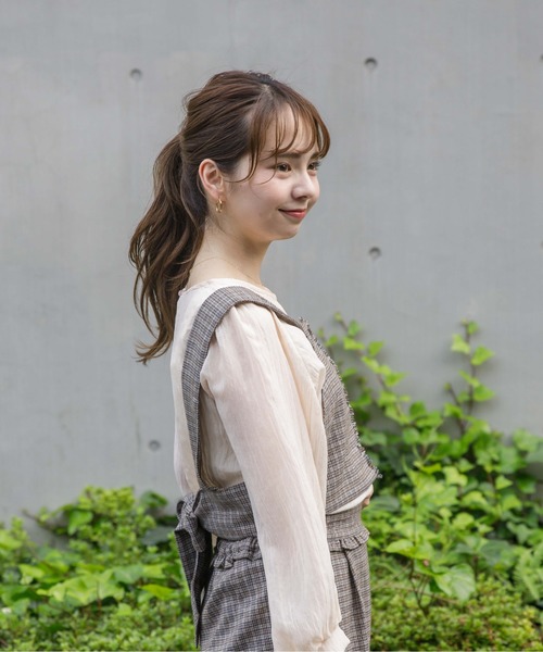 flower(フラワー)の「チェックリボンビスチェ(シャツ/ブラウス・レディース・ブラウン/ベージュ・FREE)」の7枚目の写真